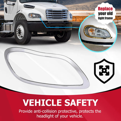 Chrome Headlight Trim Bezels for Freightliner M2 100/106/112 (2002-2018)