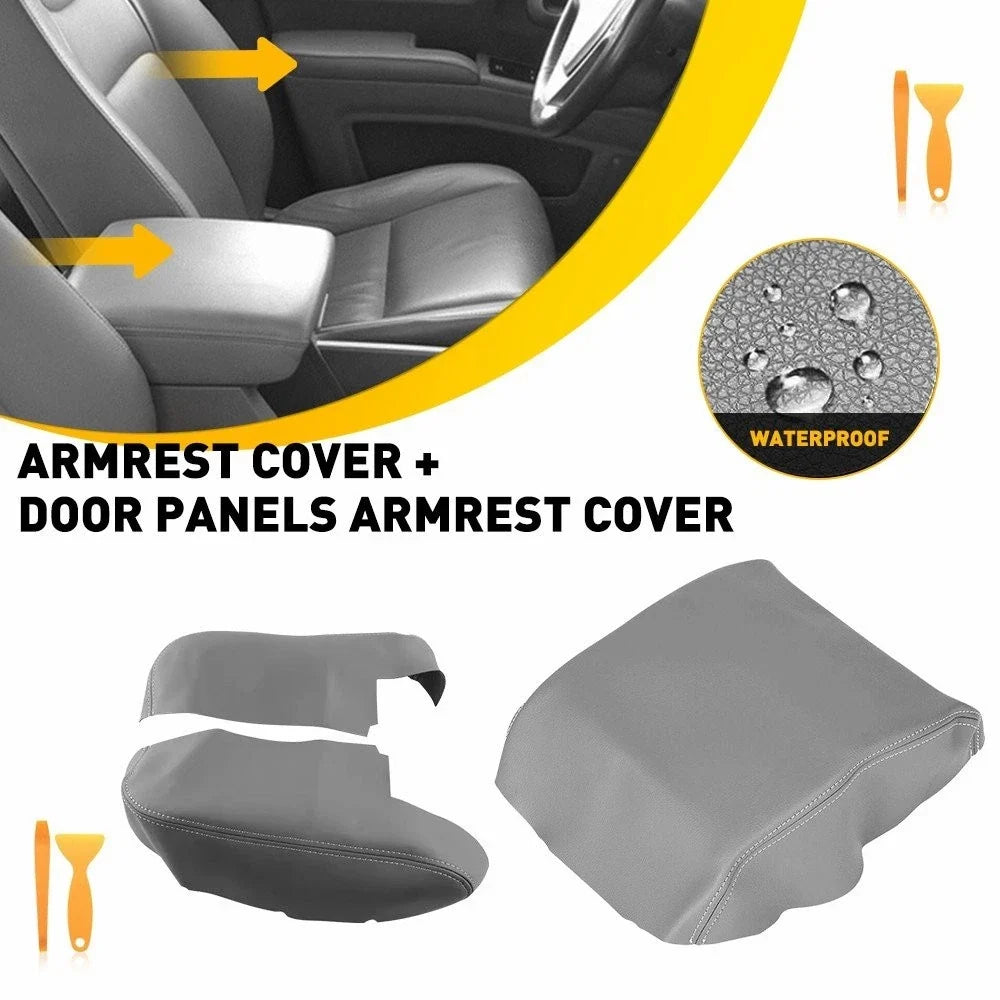 3X Door Panel & Console Armrest Lid Leather Cover for Honda Ridgeline (2006–2014)