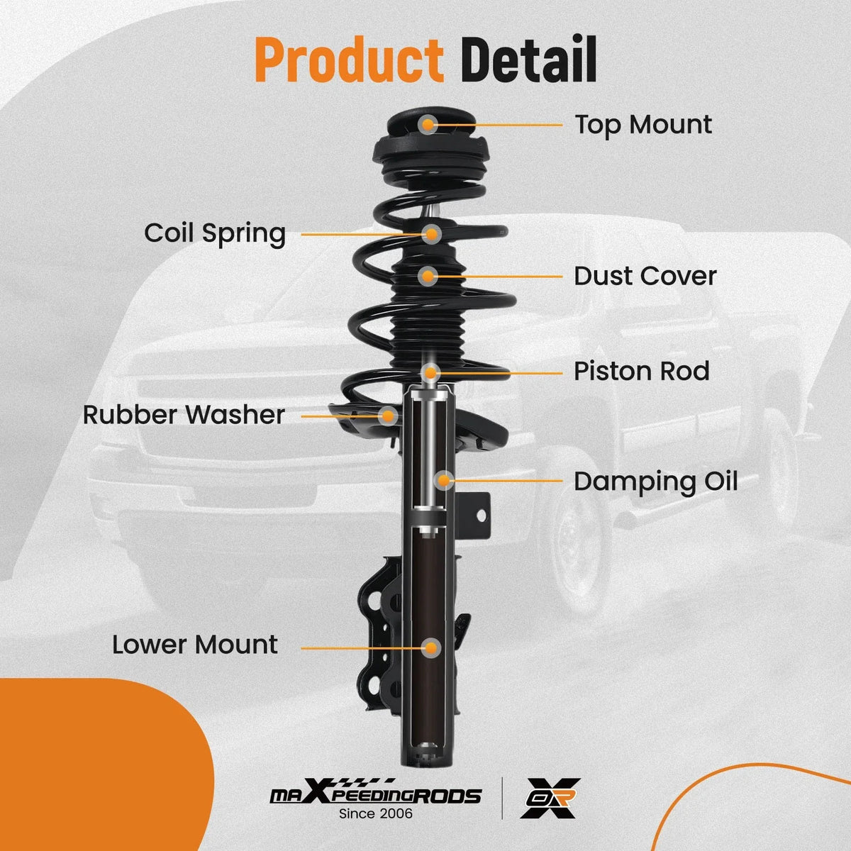 Strut Shock Set with Spring Assembly for 2013-2015 Camaro V6