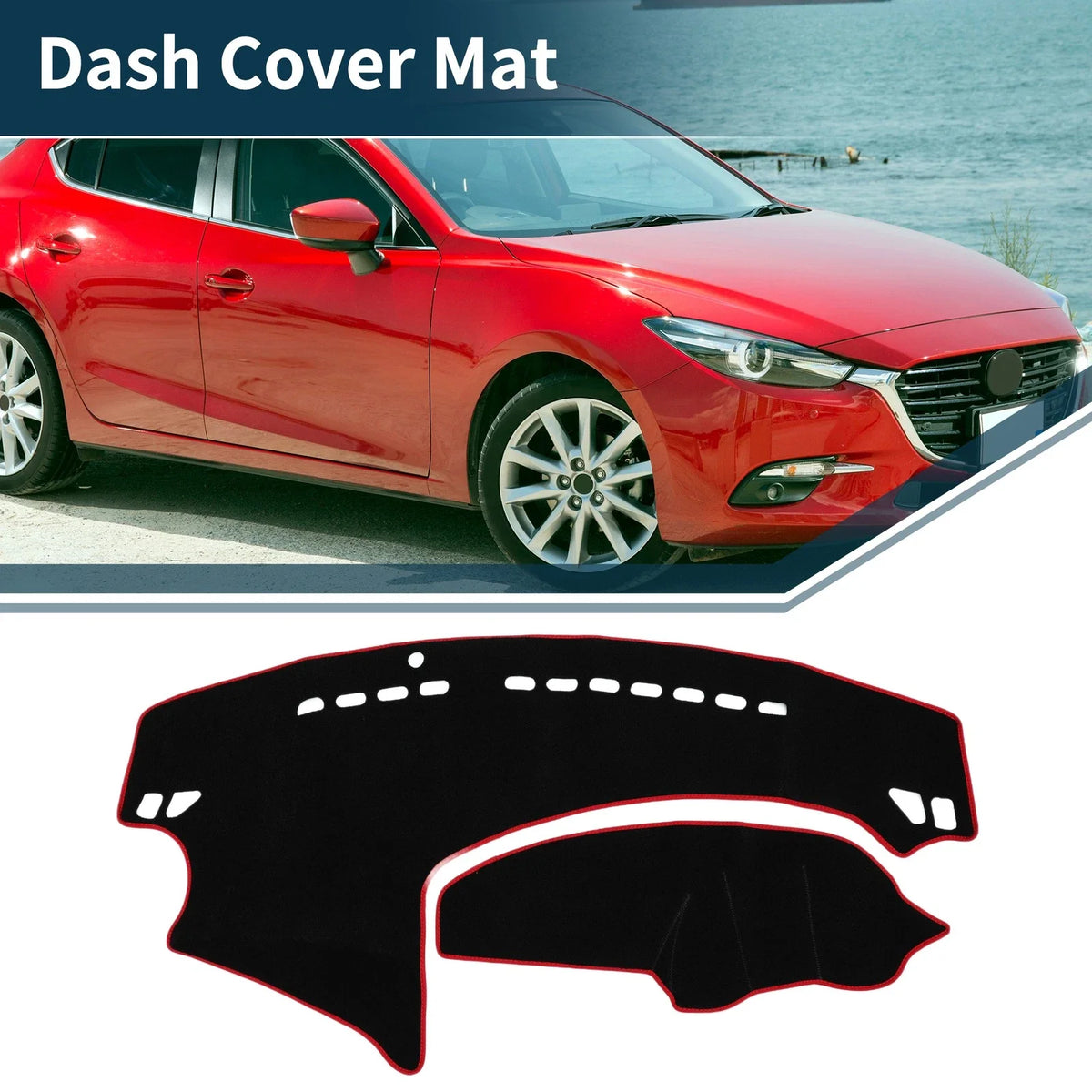Dashboard Cover Mat for Mazda 3 Axela (2009–2013) Sun Protector Black Red