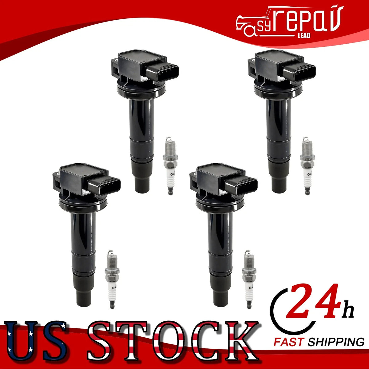 Iridium Spark Plug & Ignition Coil Kit (4X) for Toyota Echo 2000-2019