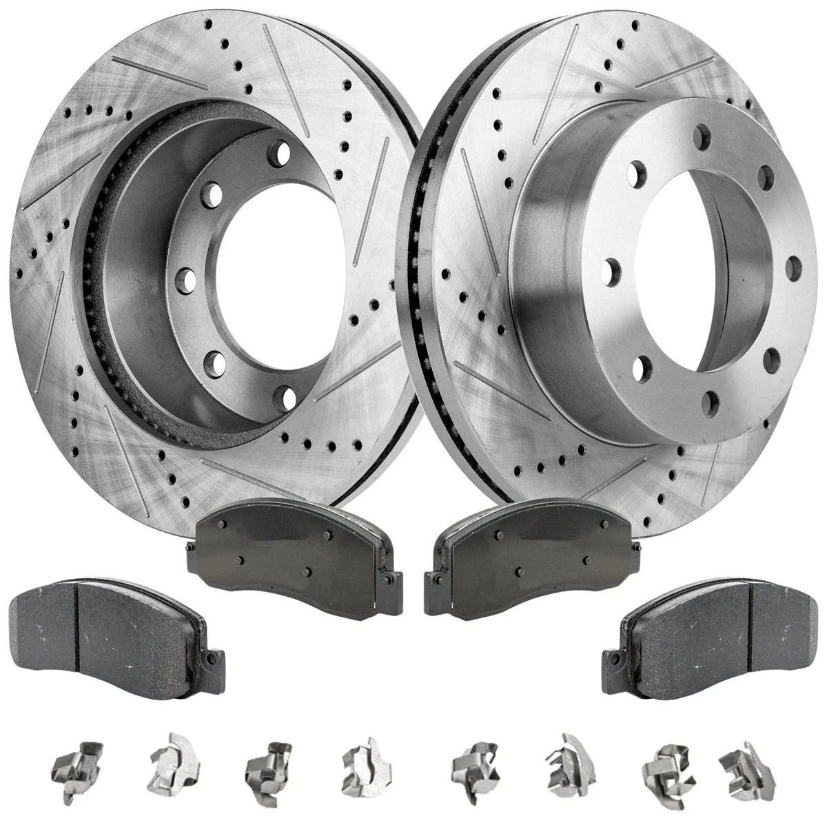 Cross-drilled Brake Disc & Pad Set for Ford F-350 Super Duty 2005-2012