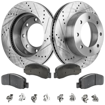 Cross-drilled Brake Disc & Pad Set for Ford F-350 Super Duty 2005-2012