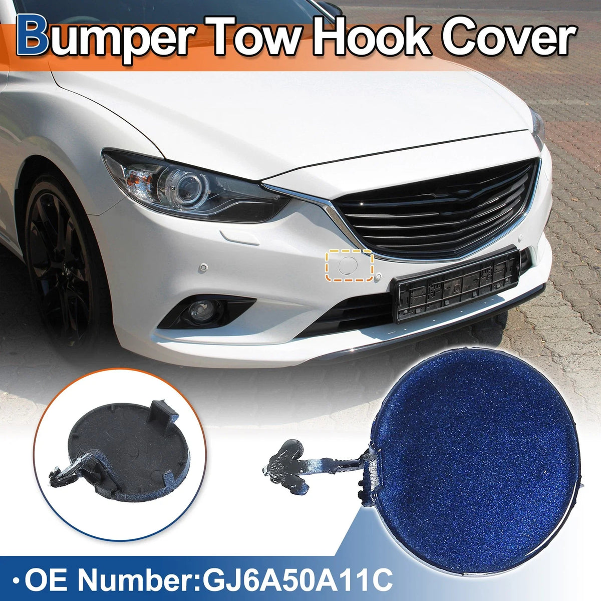 Front Left Tow Hook Cover for Mazda 6 (2003–2005) No.GJ6A50A11C Blue
