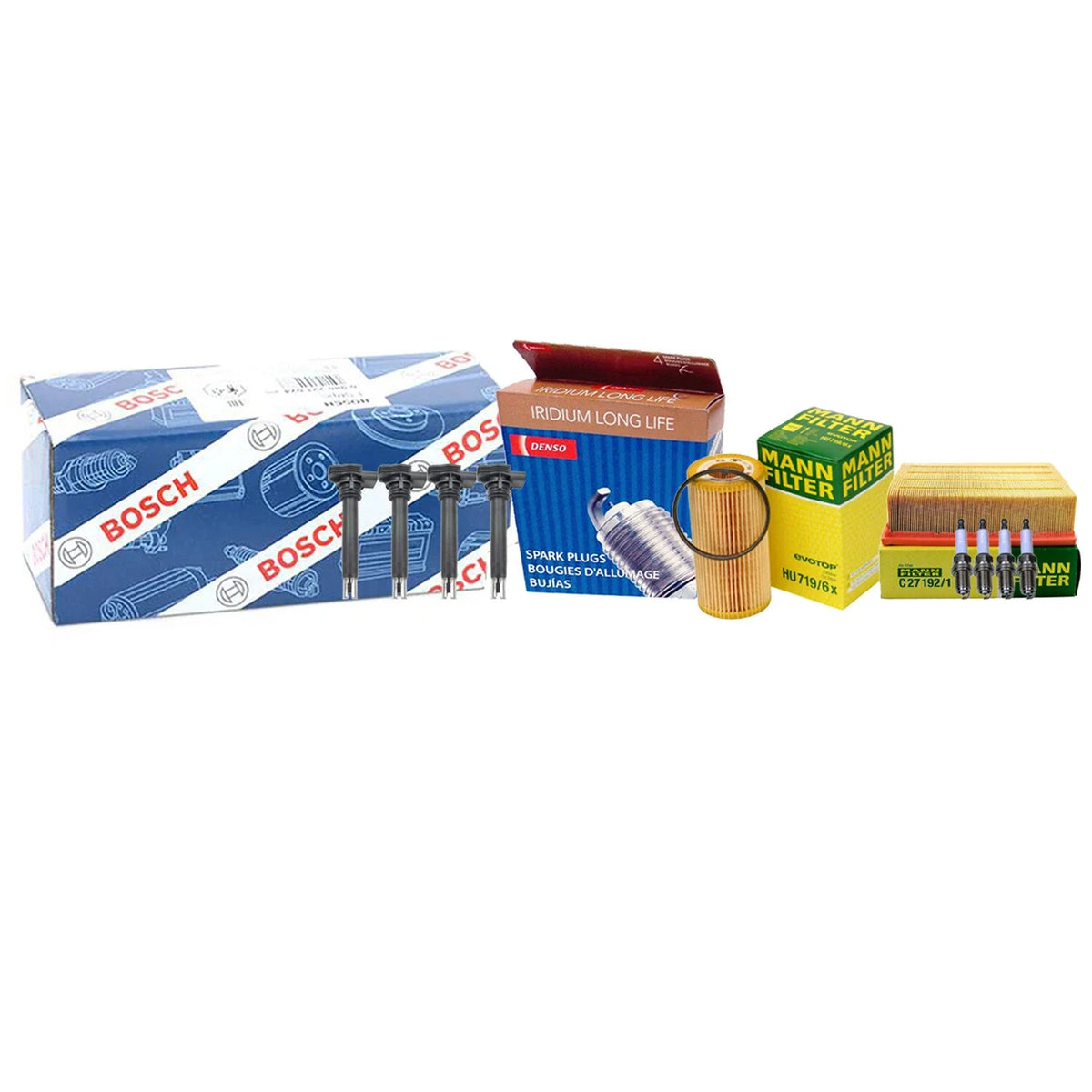 Set of 4 Spark Plugs & 4 Coils Tune Up Kit for Audi
