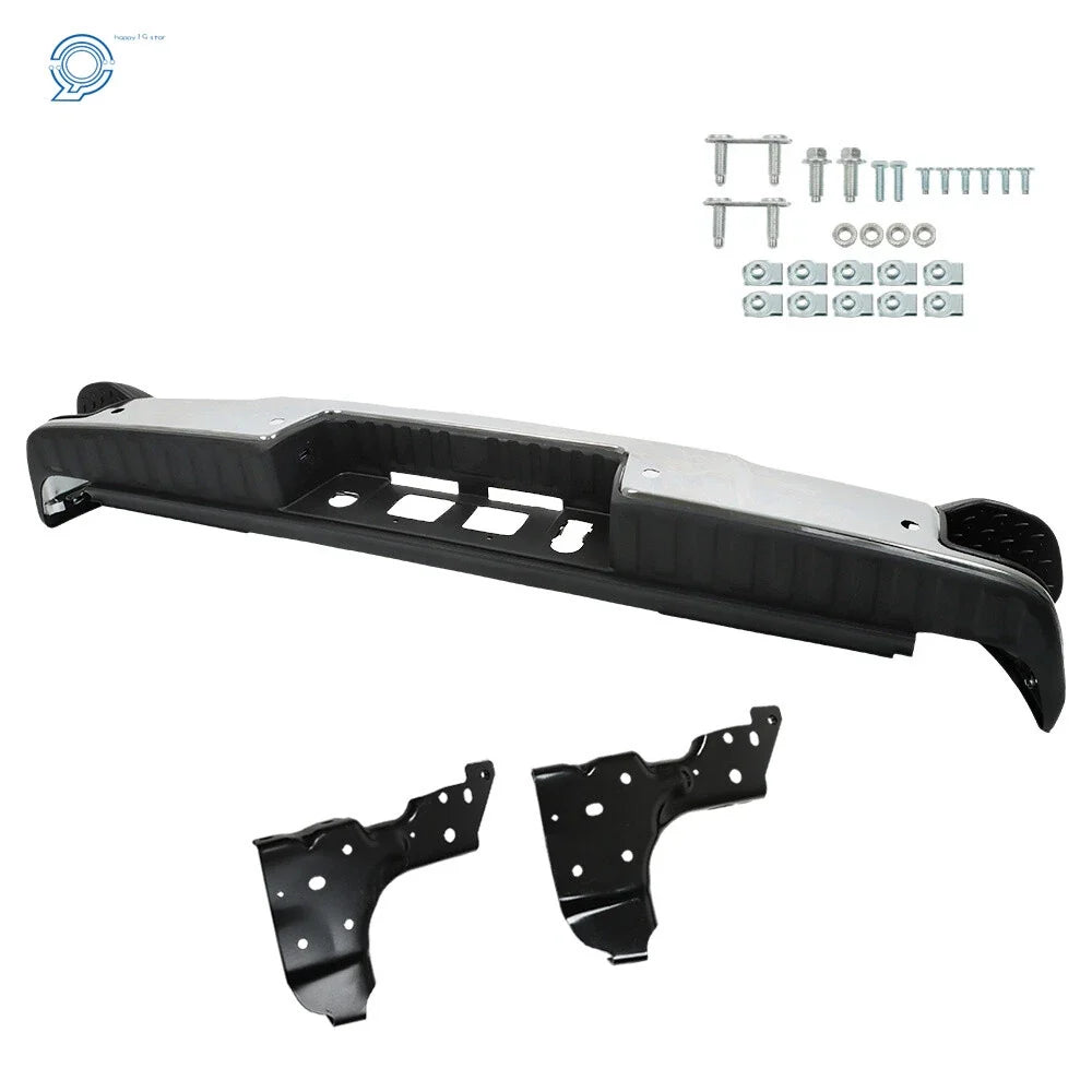Chrome Rear Step Bumper for Chevy Silverado GMC Sierra 1500 (2014–2018)