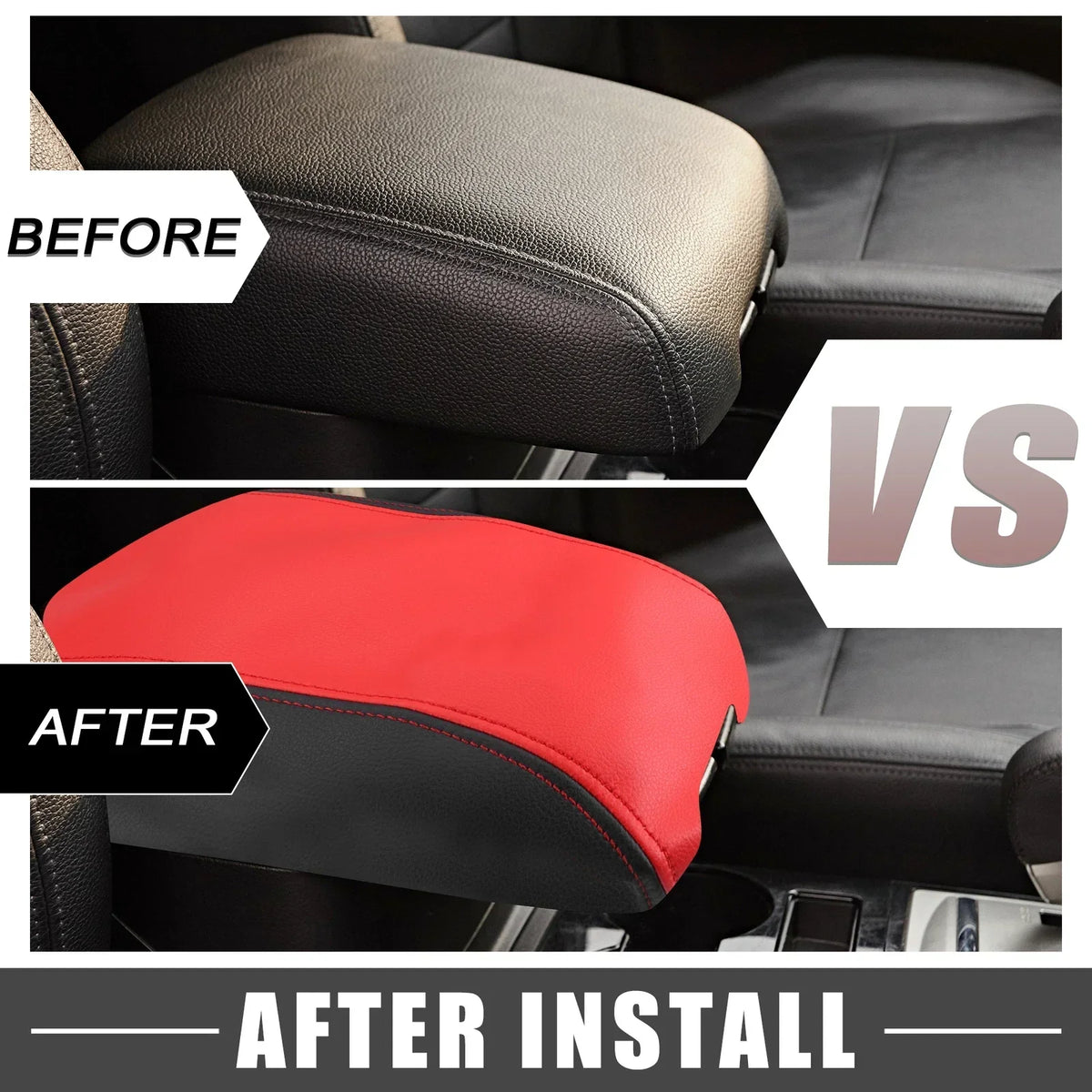 Armrest Cover Black Red for Center Console Dodge Durango 2011-2021