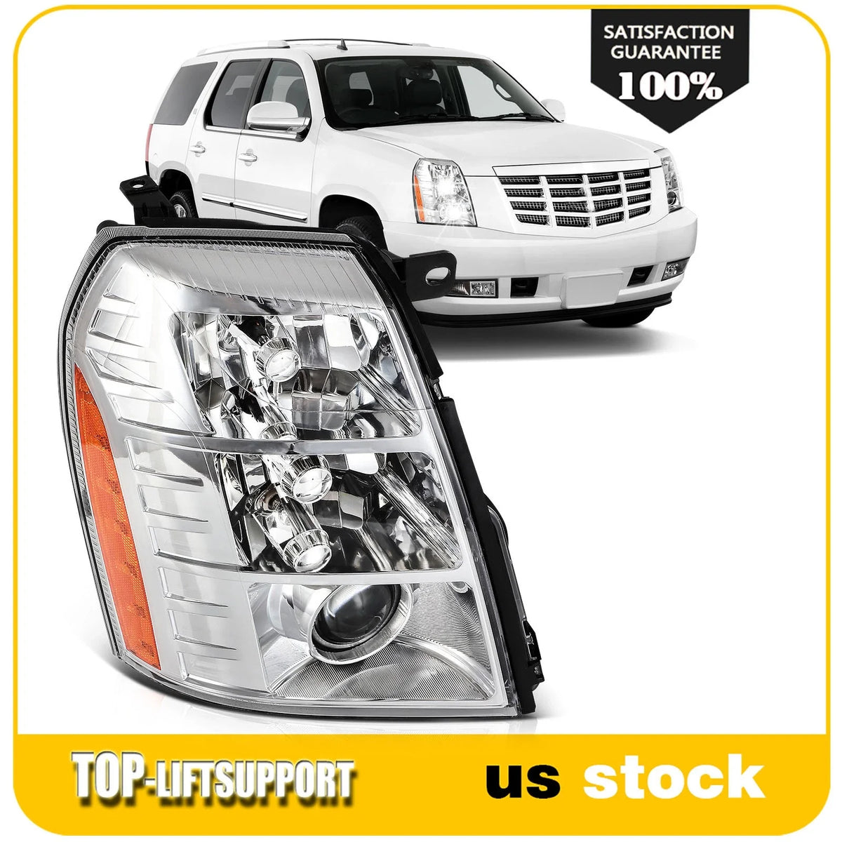 Right Side Headlight for Cadillac Escalade (2007–2014) w/HID Bulbs