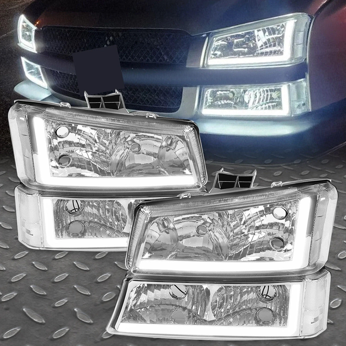 LED Headlights & Bumper Lights Set for 2003-2006 Chevy Silverado 1500 2500 3500