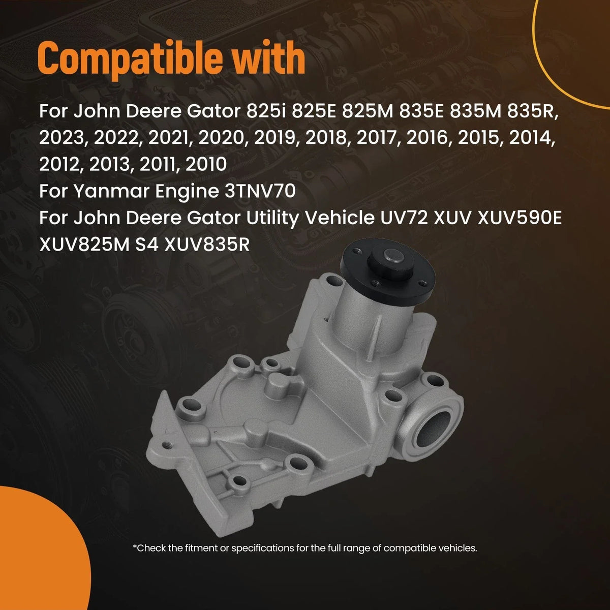 Water Pump MIA11730 for Gator XUV835R John Deere (2017-2023)