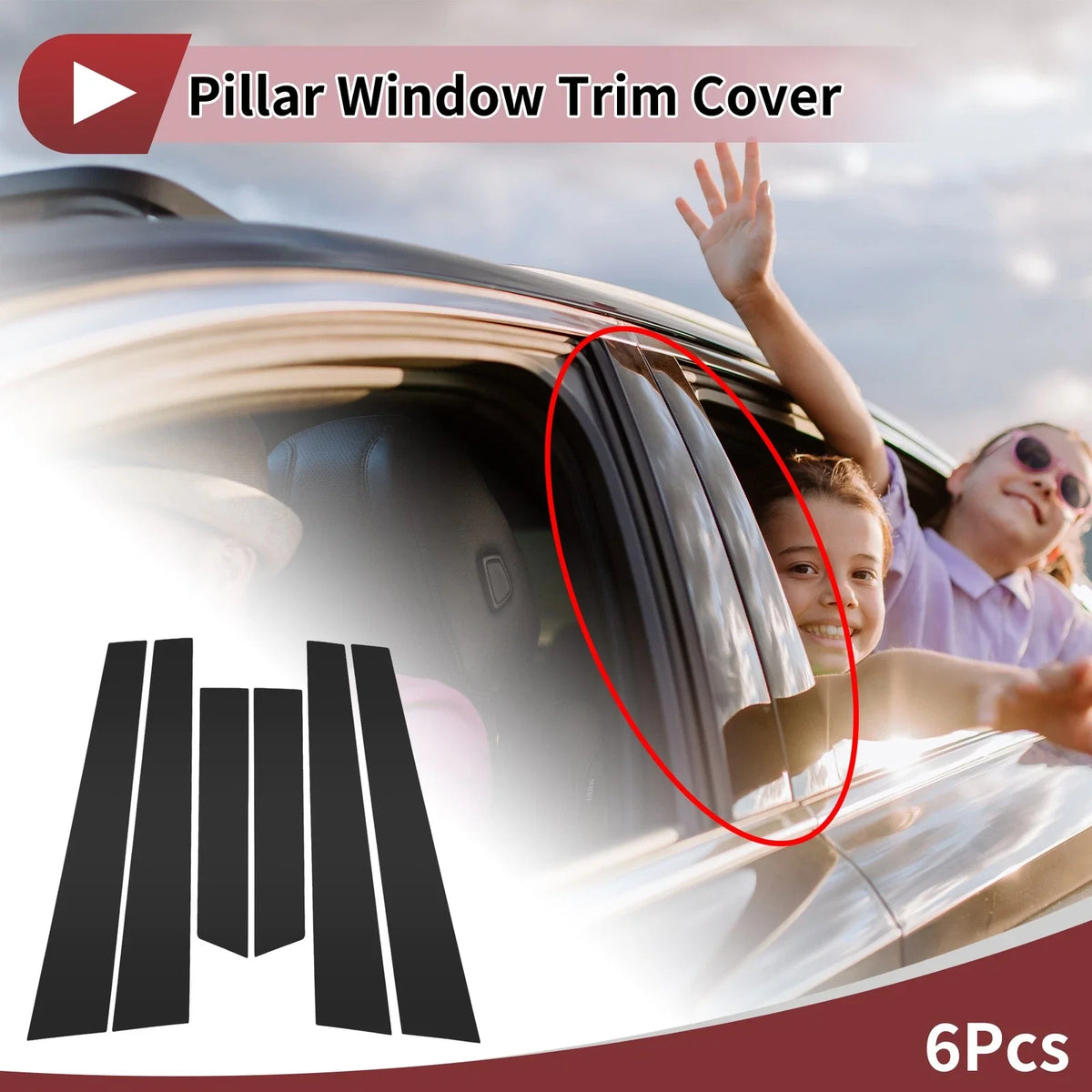 6 Pcs Car Door Pillar Window Trim for Volkswagen Passat (1998–2005) Black