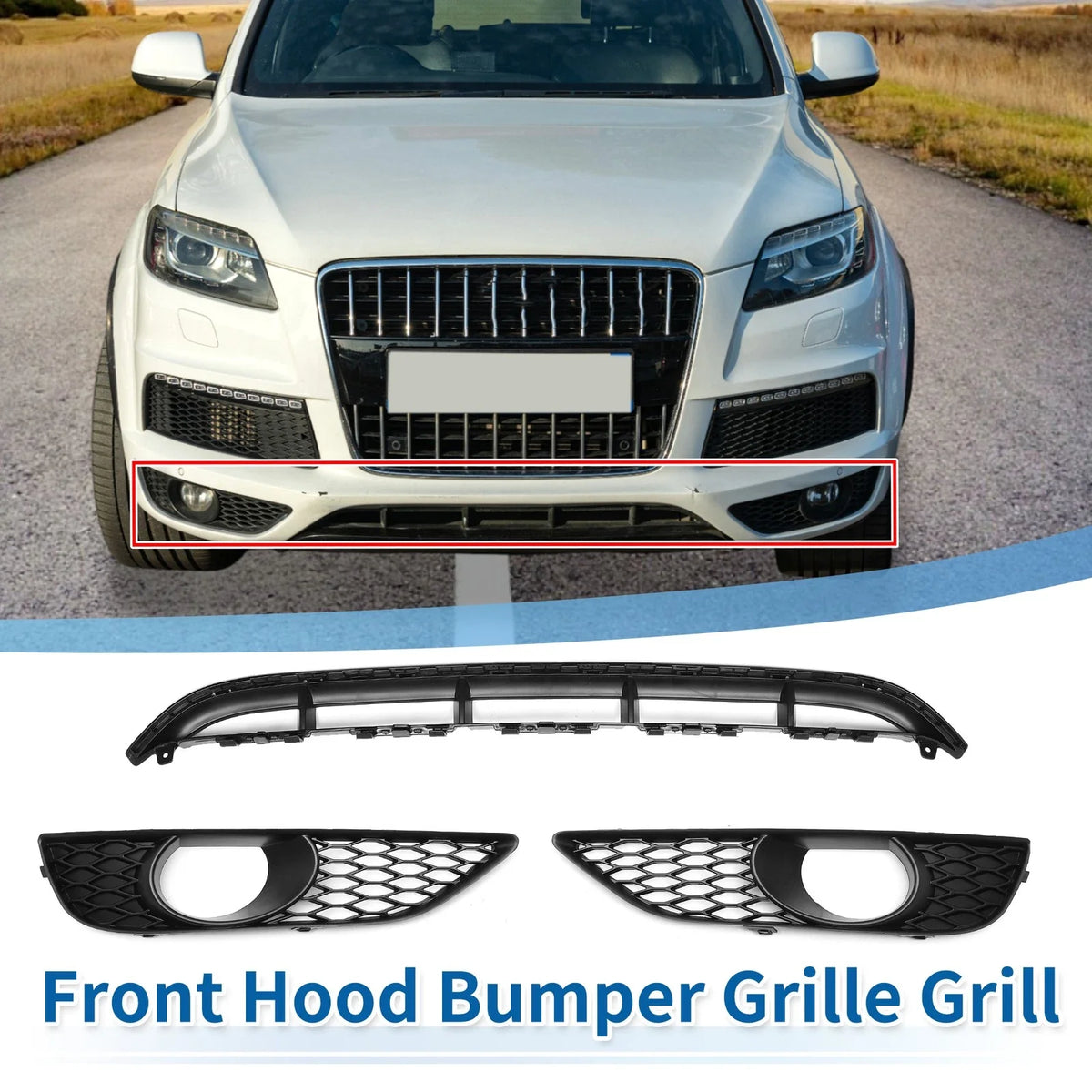Set of 1 Front Lower Bumper Grille for Audi Q7 (2007–2015) Black