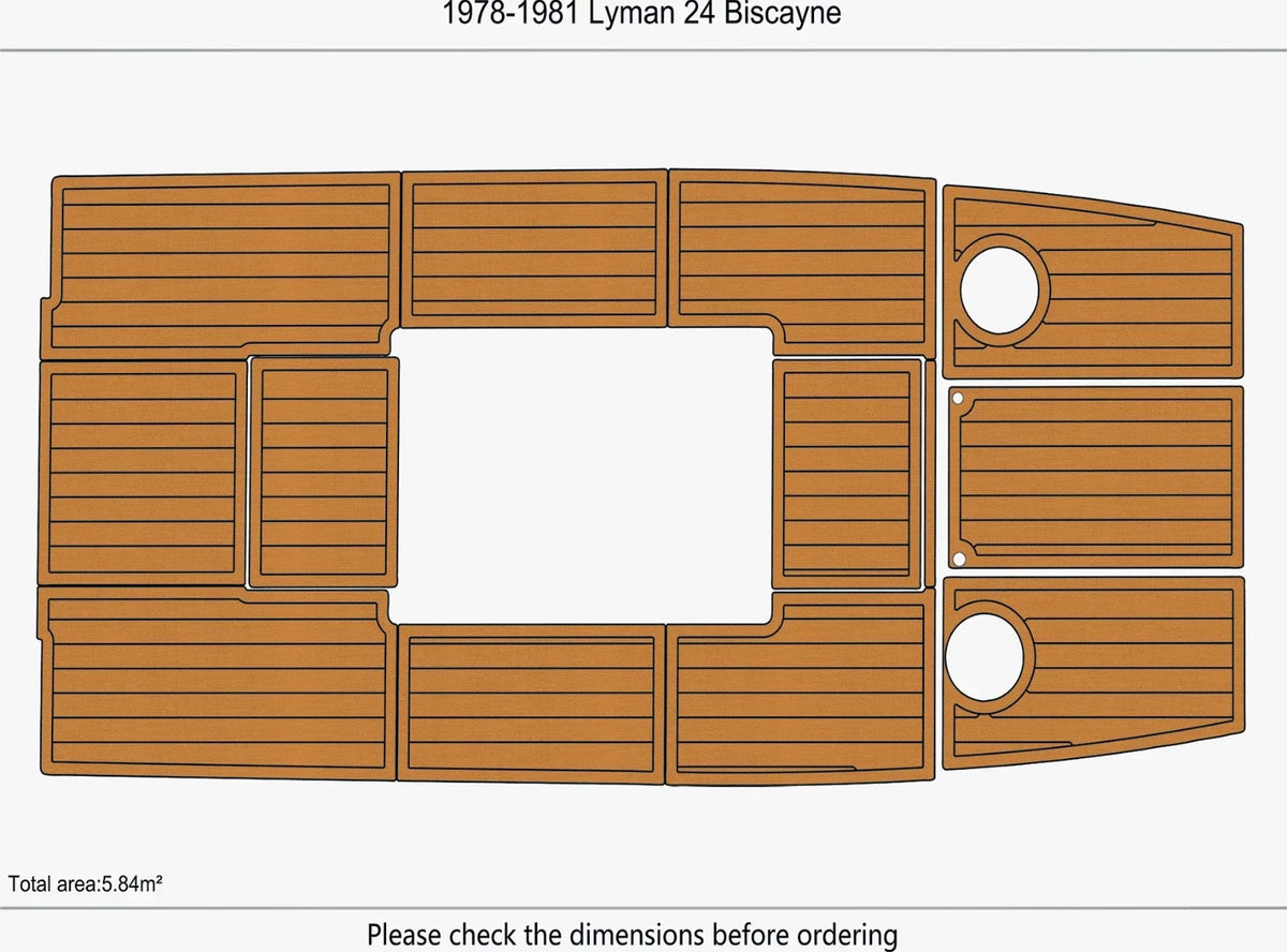 EVA Pad Teak Flooring Mat for Lyman 24 Biscayne (1980)