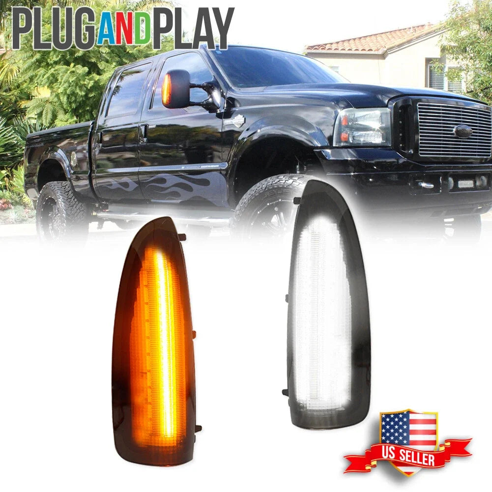 Smoke Lens Switchback LED Side Mirror Lamps for Ford F250 F350 (2003–2007)