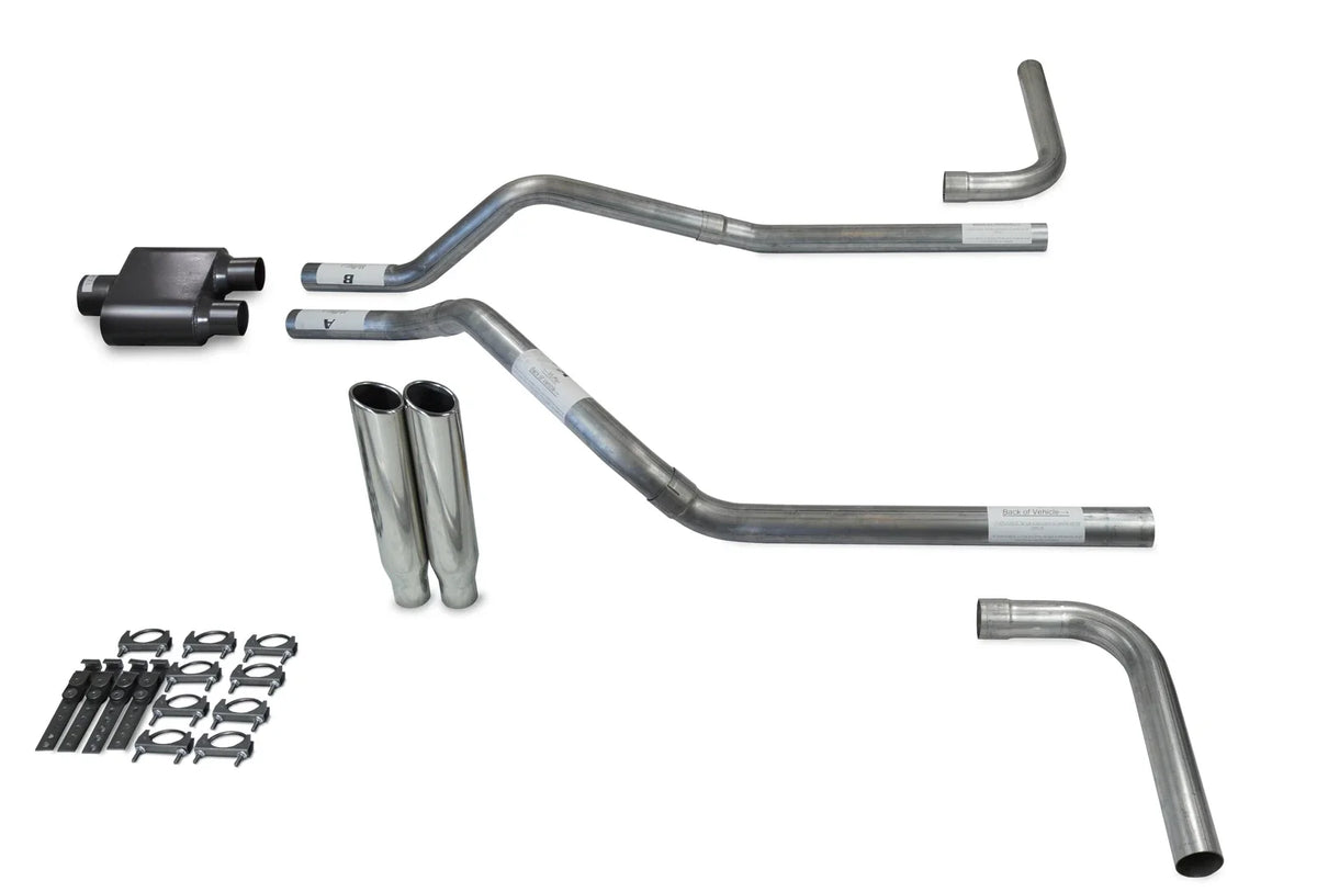 Dual Exhaust System with 2.5" Clamp on Tips for GMC Jimmy 2000-2004