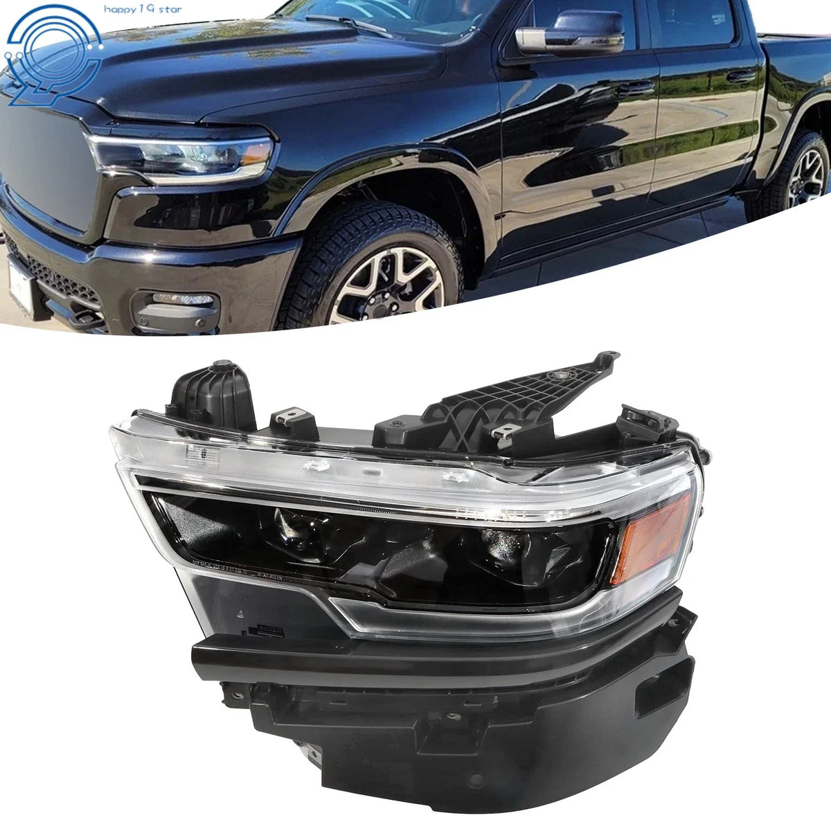 Full LED Headlight for Ram 1500 (2019–2024) Dual Projector Black Driver Side