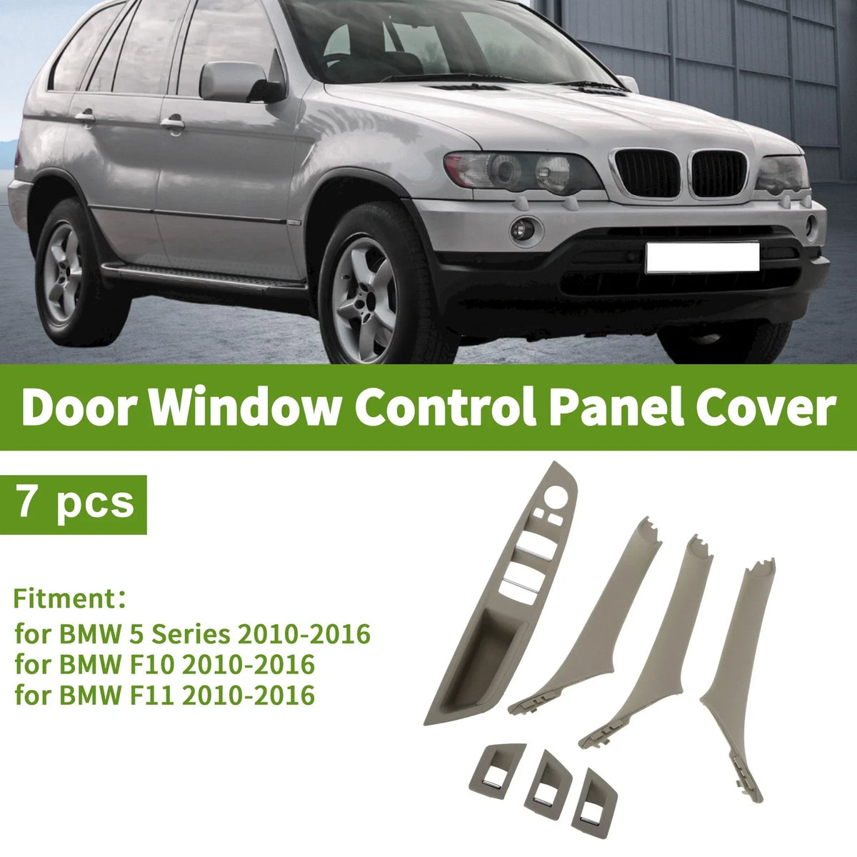 7 Pcs Window Switch Bezel Cover for BMW 5 Series (2010–2016)