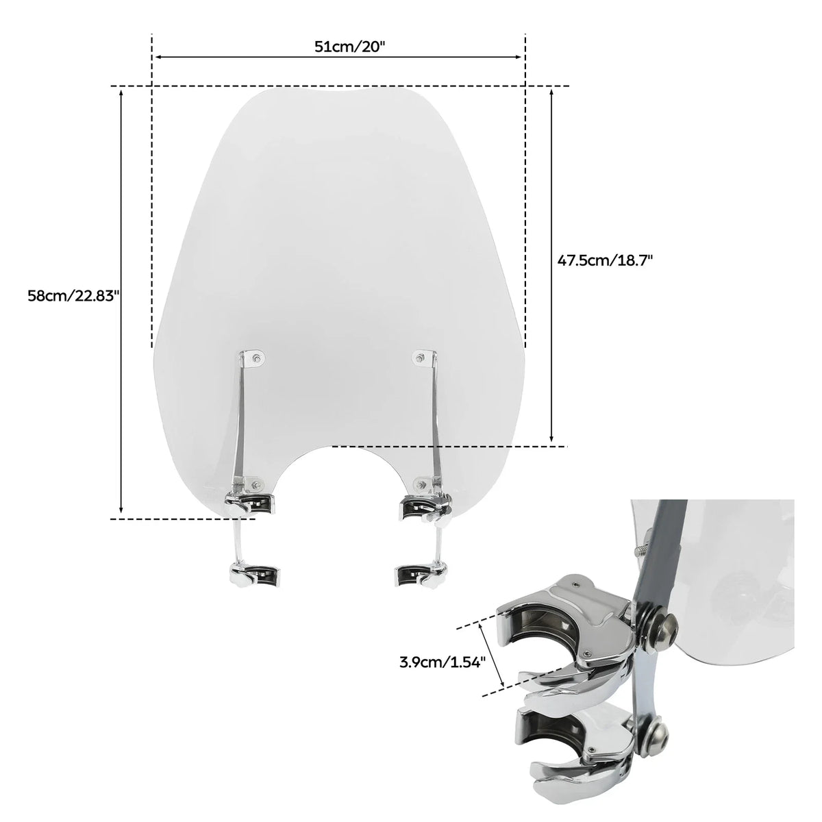 Windscreen & Bracket for Harley Sportster XL 883 XL1200 (1988–2022)