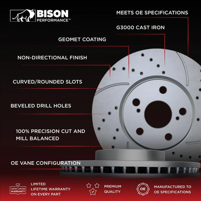 Front Rear Brake Kit for Dodge Ram 1500 (Drilled Disc, Bosch QuietCast)