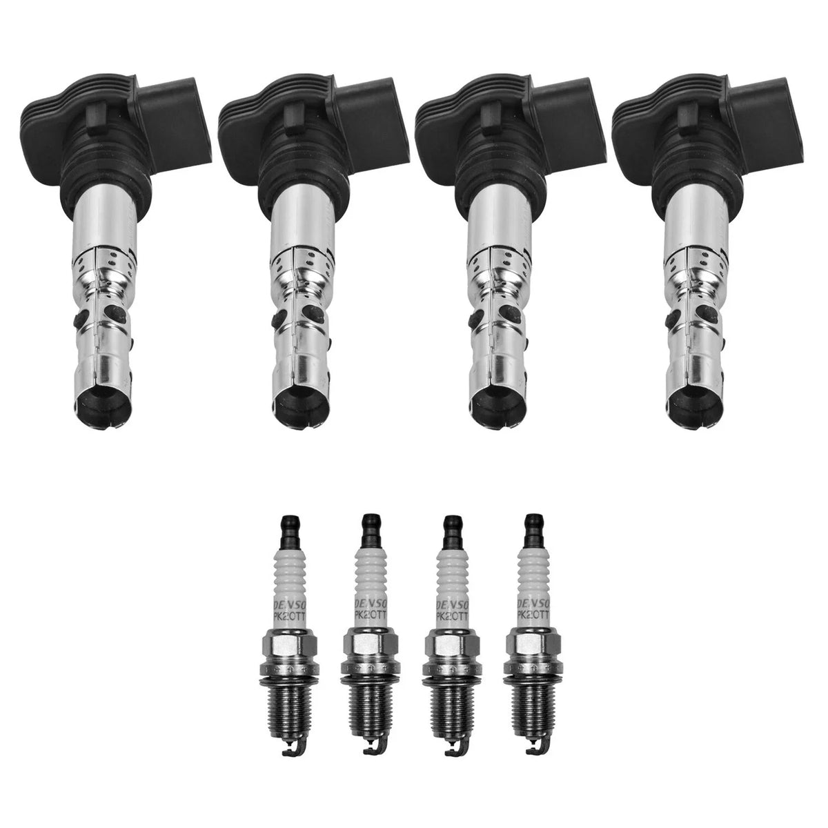 Set of 4 Ignition Coils & Spark Plugs for Audi A4, TT, VW Beetle (L4)