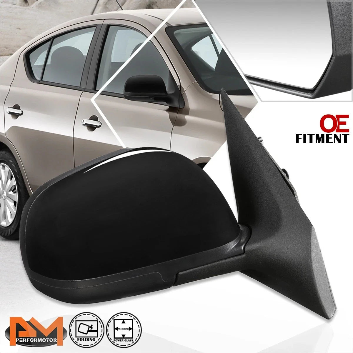 Side Rear View Mirror with Power Adjustment for Nissan Versa (2012-2014)