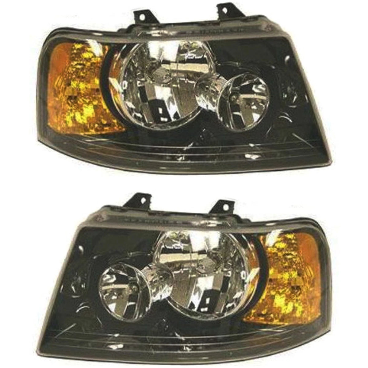 Set of 2 Halogen Headlights for Ford Expedition (2003–2006) w/ Bulbs Black
