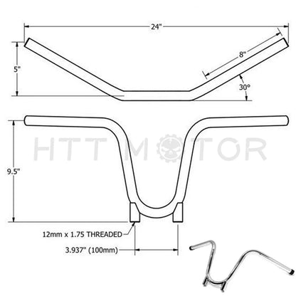 22mm Bootlegger Handlebar 7/8" for Yamaha TX650 (1970-1973)