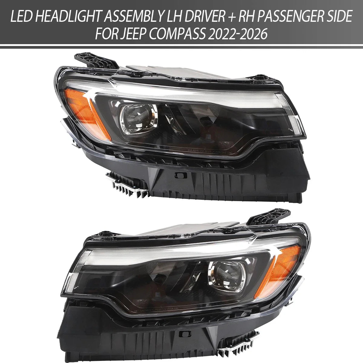 Set of 2 LED Headlight Assemblies for Jeep Compass (2022–2026)