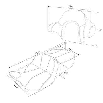 Passenger Seat Backrest Pad for Harley Touring Road Glide (2014–2023)