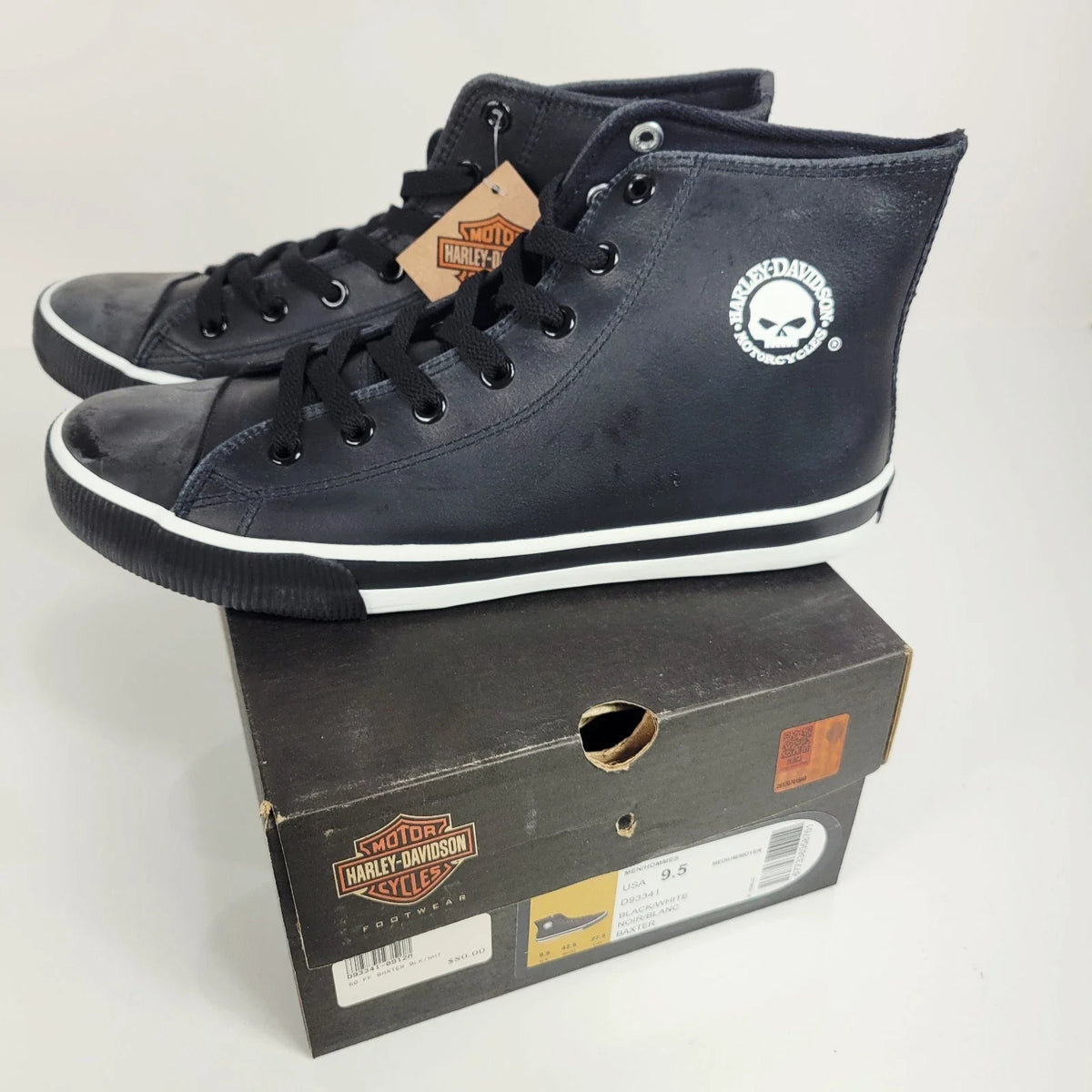 Black Hi-Cut Sneakers Willie-G Size 9.5 for Harley-Davidson Baxter