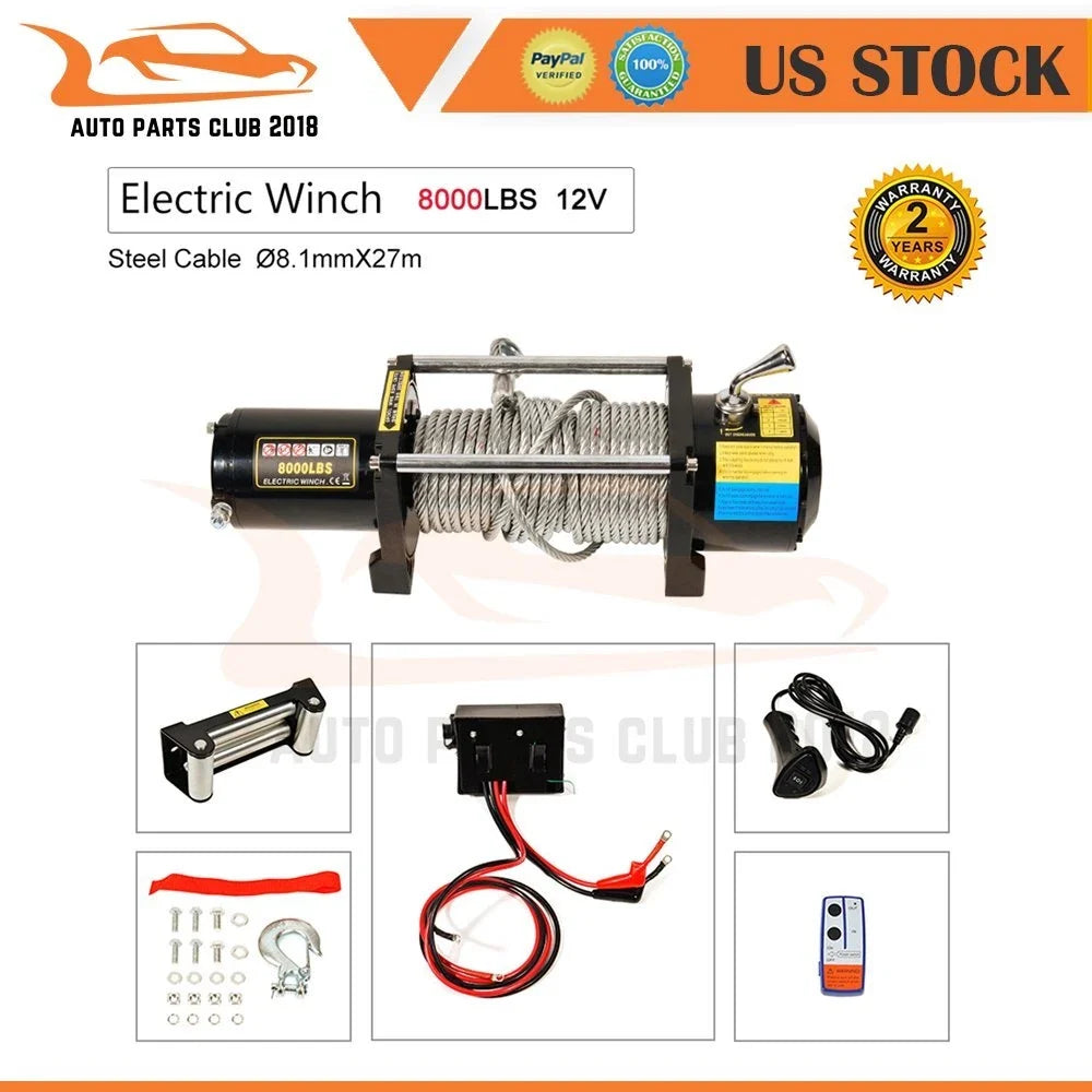 8000lbs Electric Winch for 4WD ATV UTV (12V)
