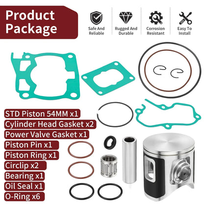Piston Rings Kit - 54mm with Bearing & Gasket for Yamaha YZ125 (1998–2000)