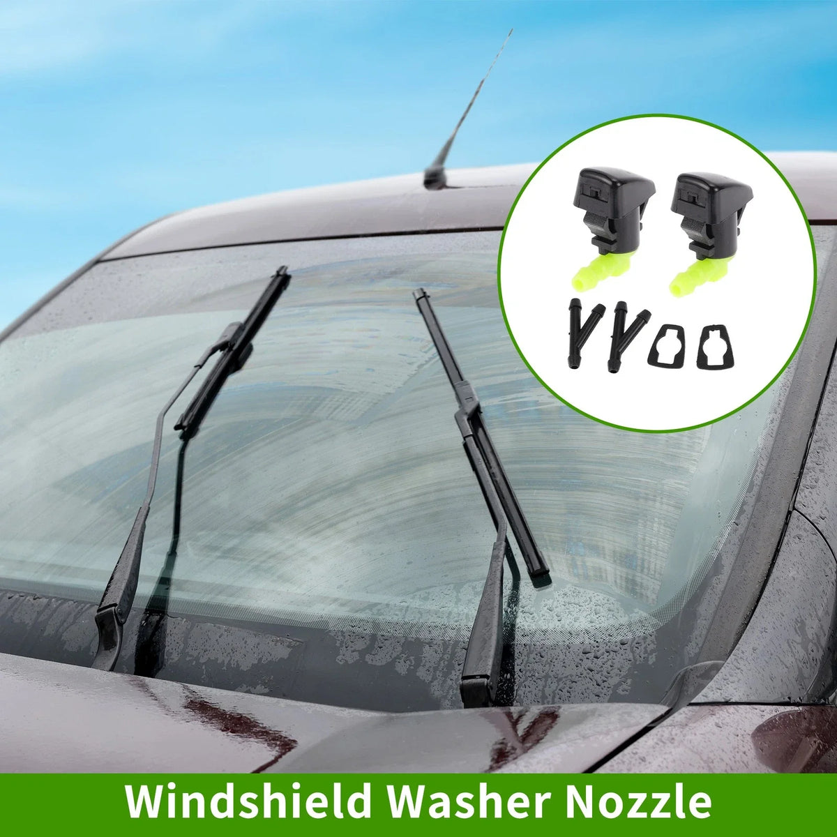 Windshield Washer Nozzle Set of 2 with Y Hose Connector for Ford (2008–2011)