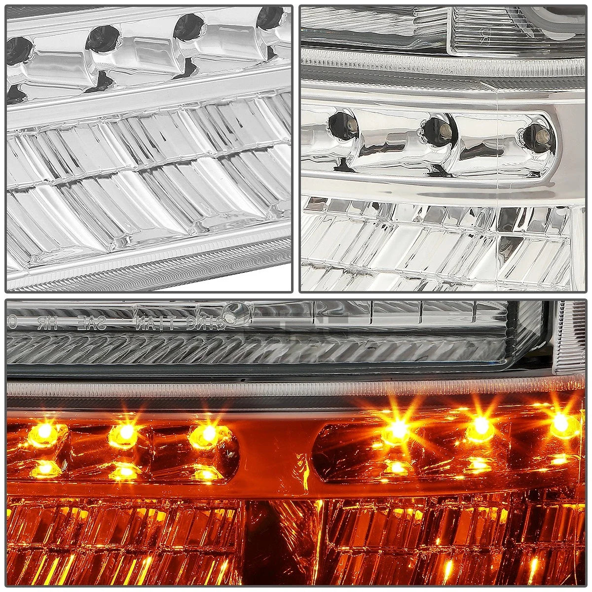 Pair of Chrome Amber LED Signal Headlights for Ford Super Duty (1999–2004)