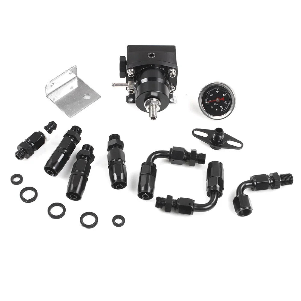 Adjustable Fuel Pressure Regulator Kit with Gauge for Racing Vehicles