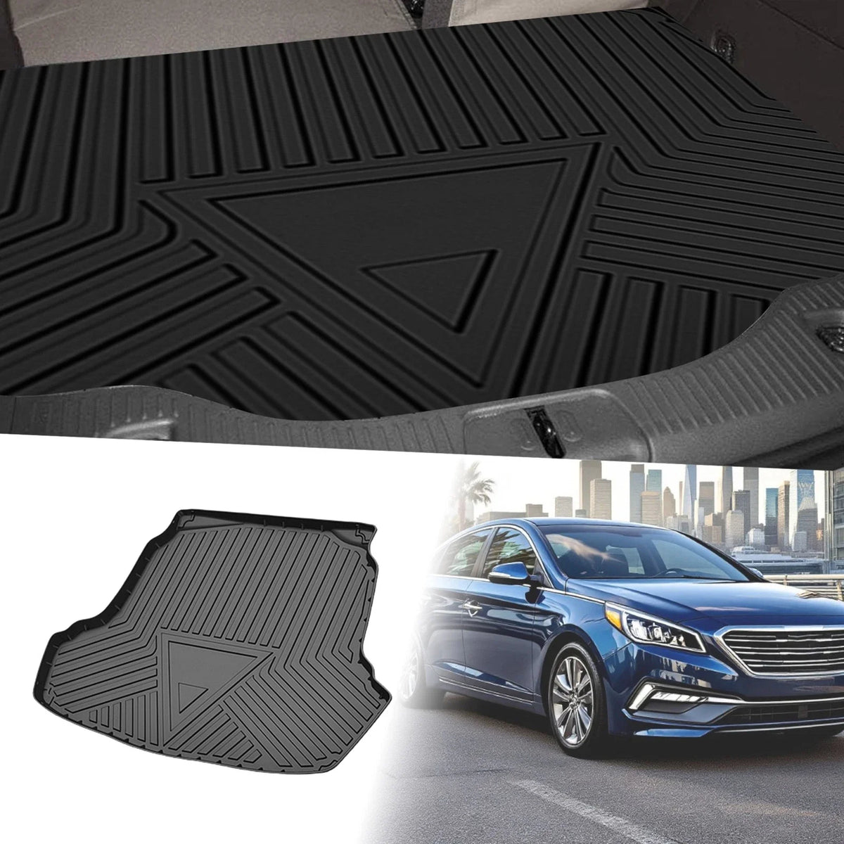 Flat Face Cargo Liner Rear Trunk Mat for Hyundai Sonata (2015–2019) TPE