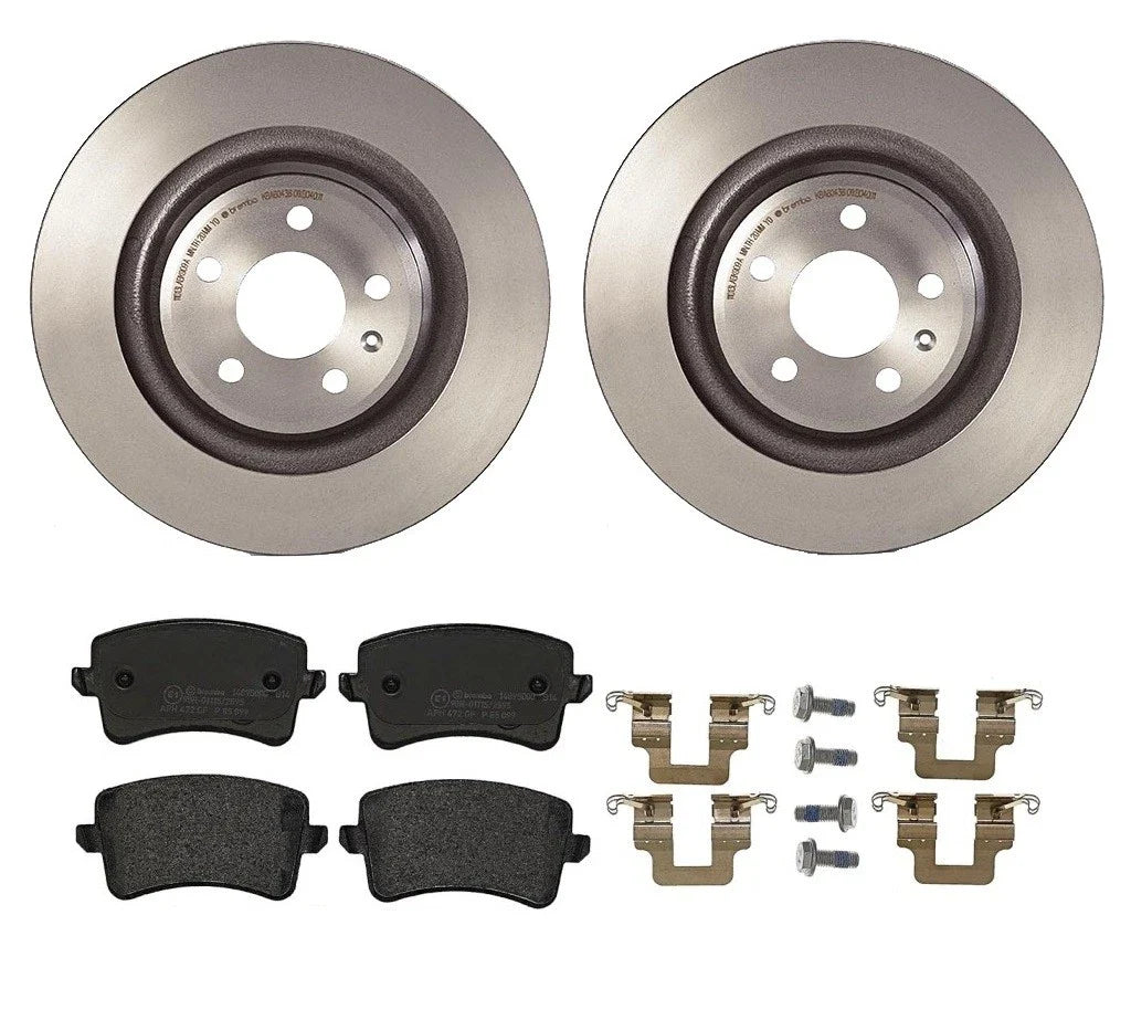 Brembo Rear Brake Kit Coated Disc Rotors Low Met Pads for Audi S4 S5 (2010–2012)