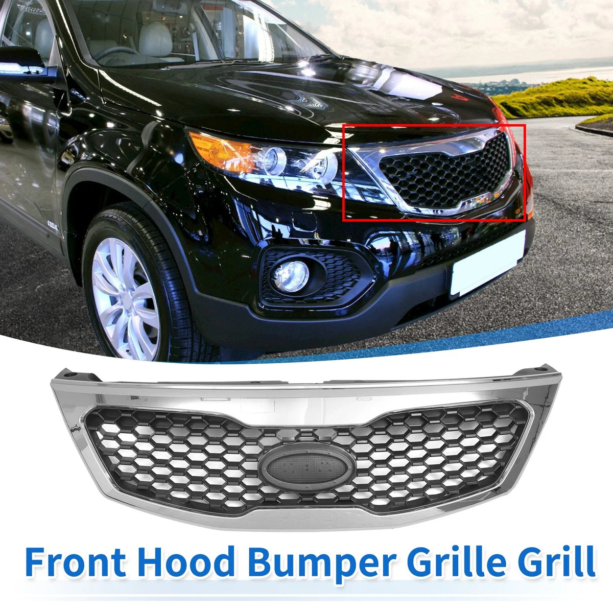 Front Hood Bumper Grille for Kia Sorento (2011–2013) No.863502P000 Black