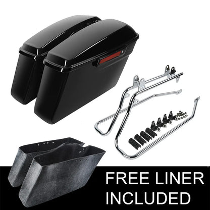 Saddlebag in Black with Chrome Bracket for Harley Fatboy Softail 1984-2017