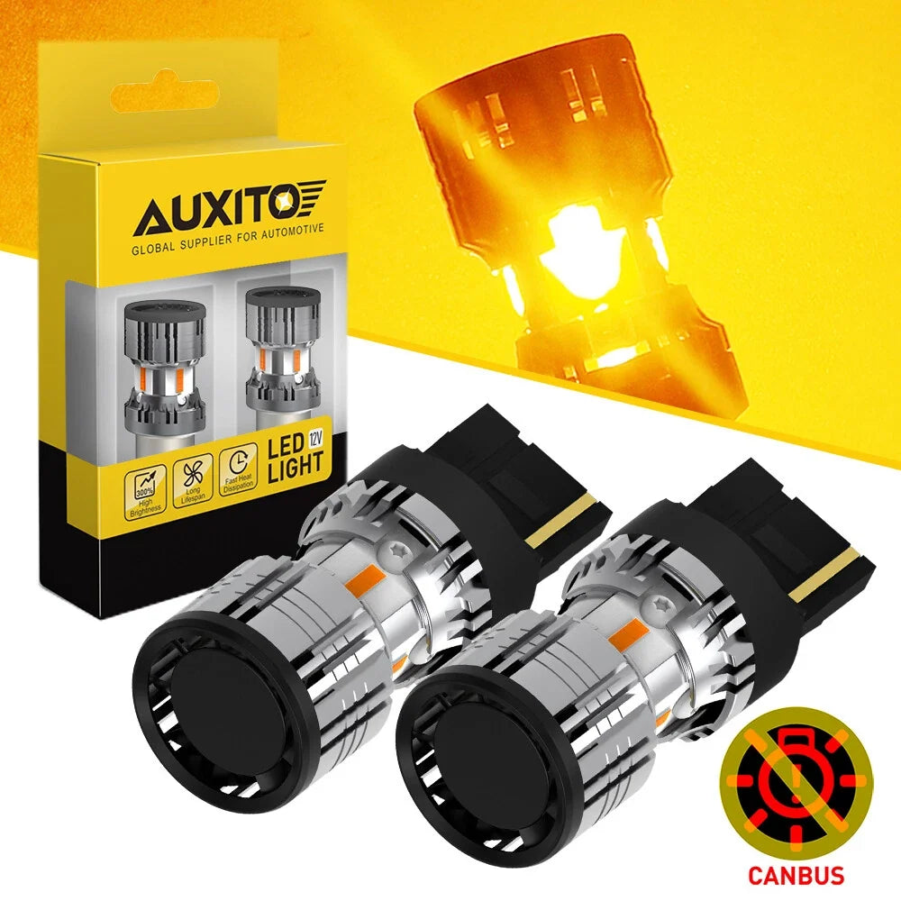 2X 7443 7440 LED Turn Signal Lights Bulbs Anti Hyper Flash Amber for Vehicles