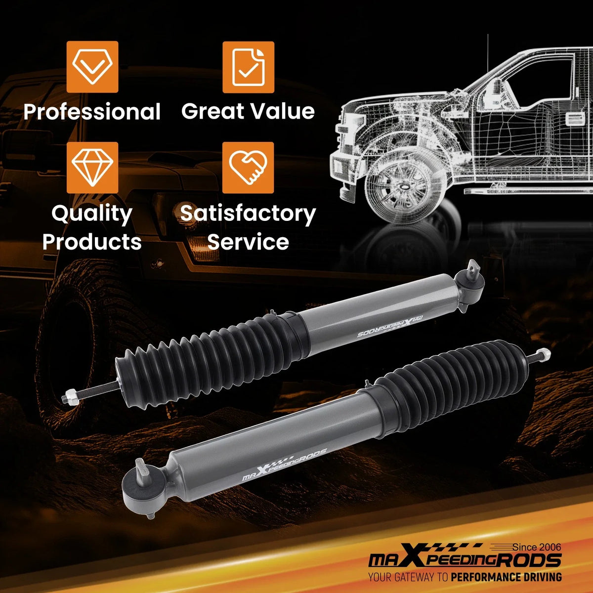 2.5-4" Front Shocks for GMC Sierra 1500 / Classic 2WD (1999–2007)