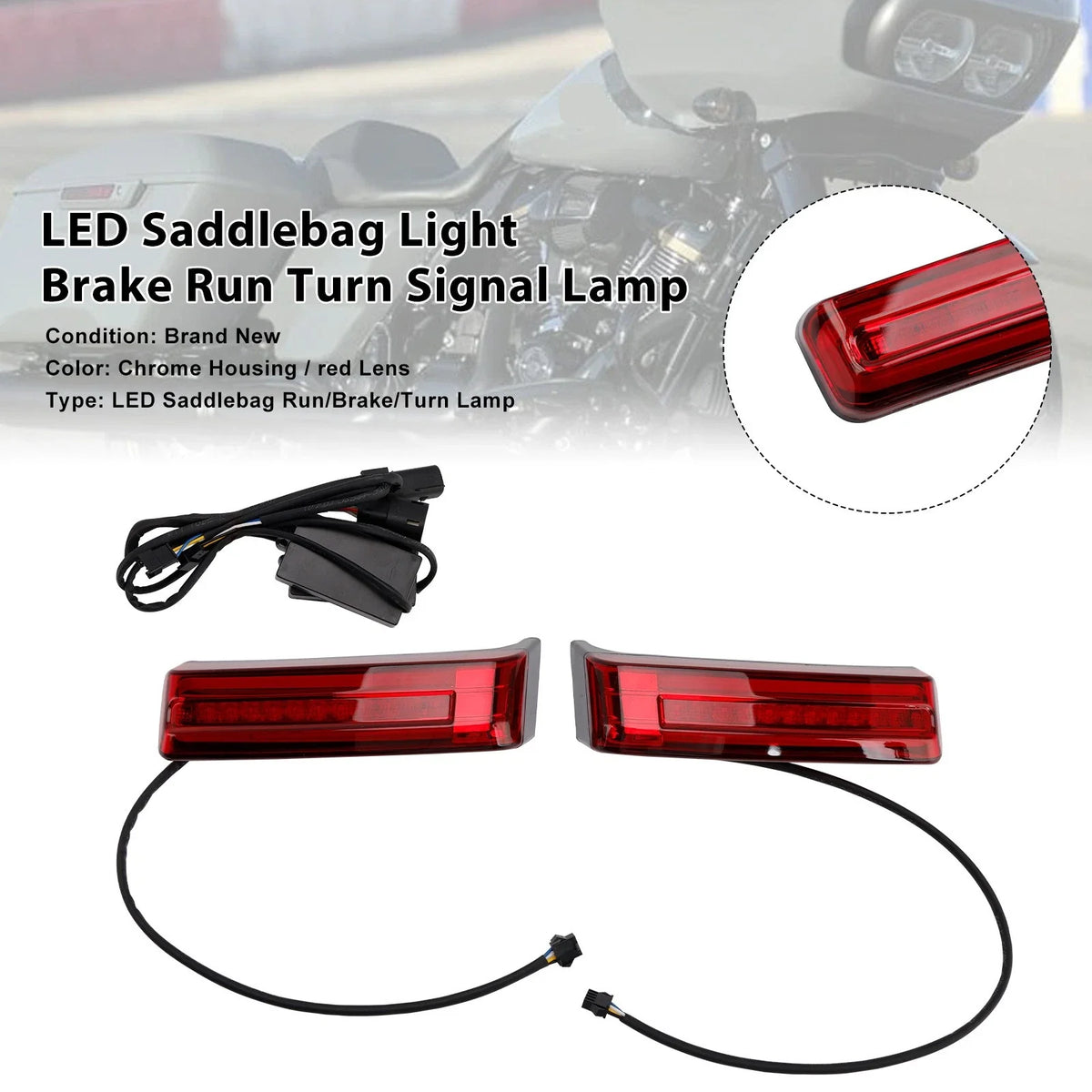 Saddlebag Light Brake Run Turn Signal Lamp for Touring Road Glide (2014–2023)