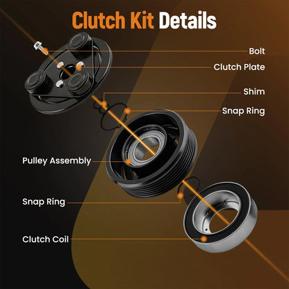 6 Grooves Compressor Clutch Kit for Buick Enclave V6 3.6L (2012) 157313 25891797