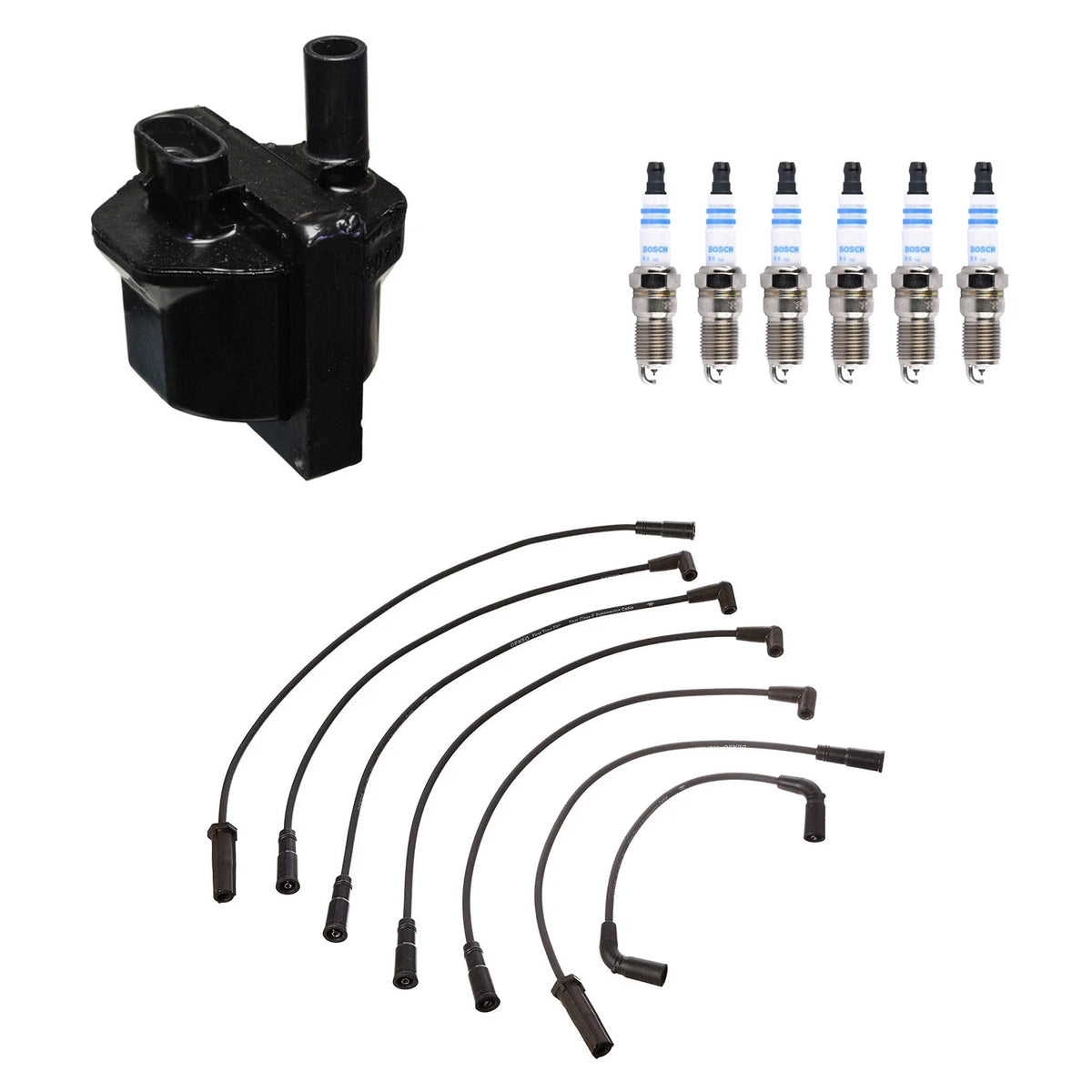 Set of 6 Denso Ignition Coil Wires & Bosch Iridium Spark Plugs for C1500 Jimmy (1995–2001)