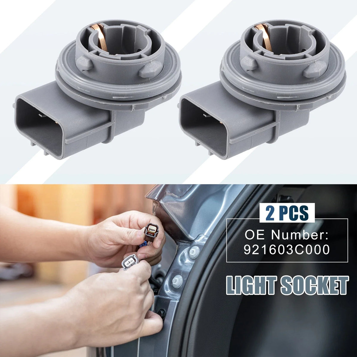 2X Headlight Bulb Holder Socket 921603C000 for Hyundai Accent (2006–2011)