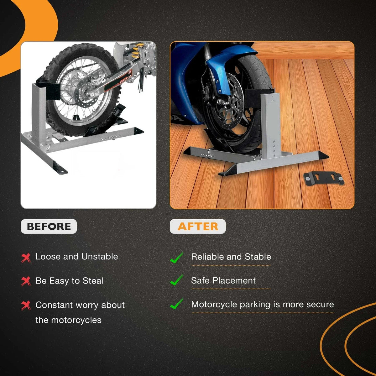 Stop Adapter Kit for Motorcycle Trailer Pit-Stop Wheel Chock TK-3000