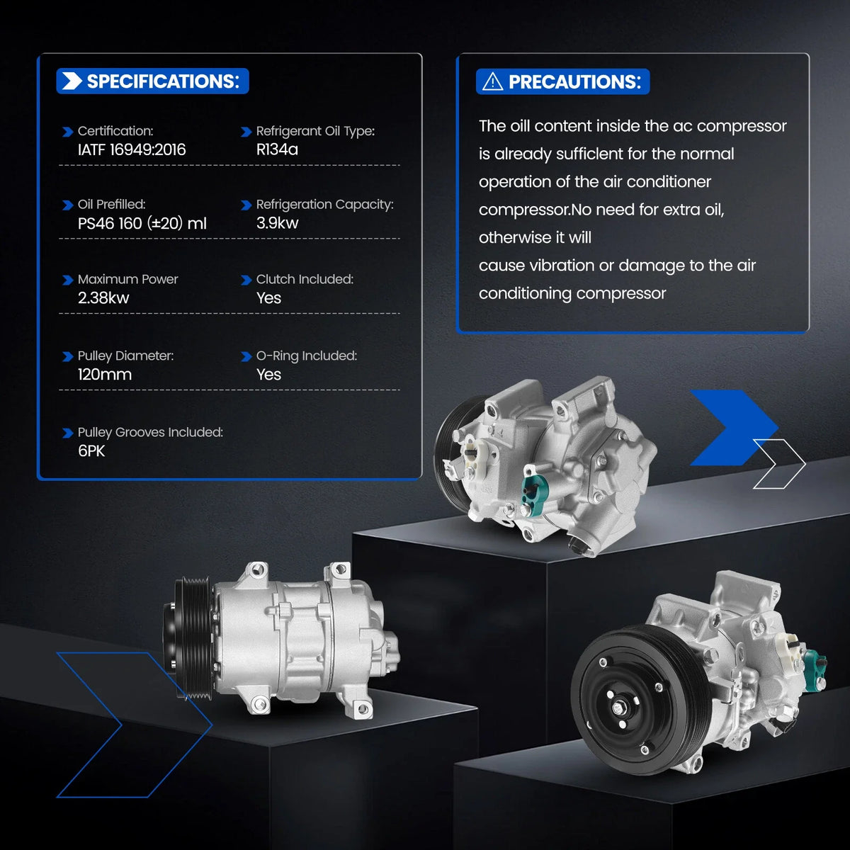 A/C Compressor 67328 Compatible with Toyota Matrix, Corolla & Scion xD