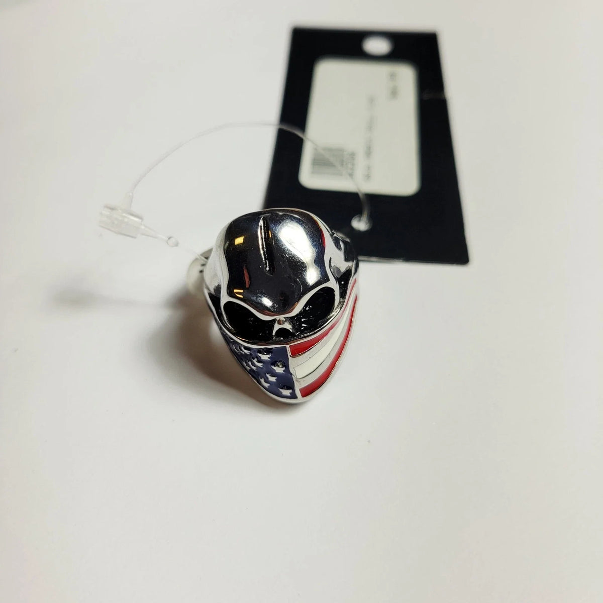 Silver Skull Ring with Red and Blue for Harley-Davidson (SK2298)