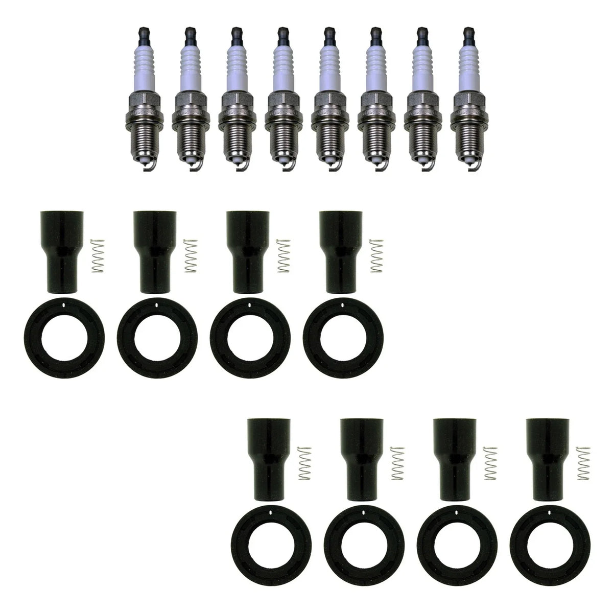 Set of 8 Denso Double Platinum Spark Plugs & NGK Ignition Coil Boot Kit for 4Runner Tundra V8 (2000–2023)