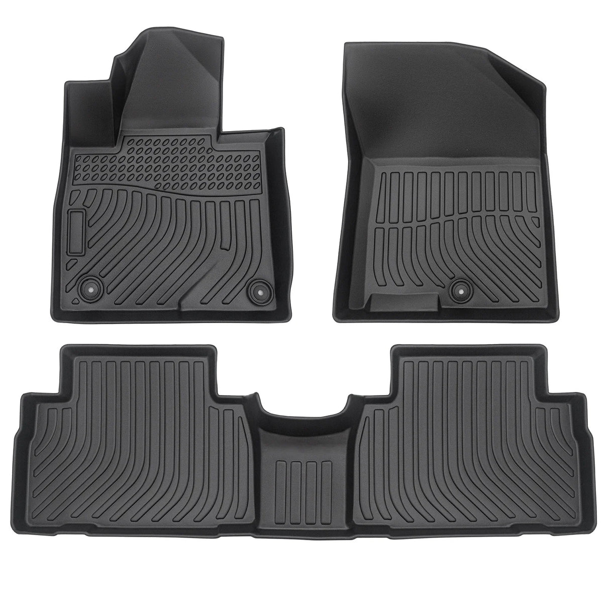 Set of 2 3D Floor Mats for Hyundai Santa Fe (2019–2020) TPE Rubber All Weather